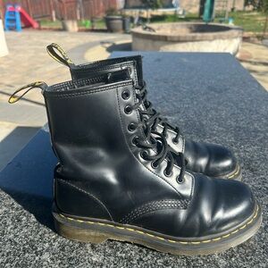 Black Leather Lace-Up Boots